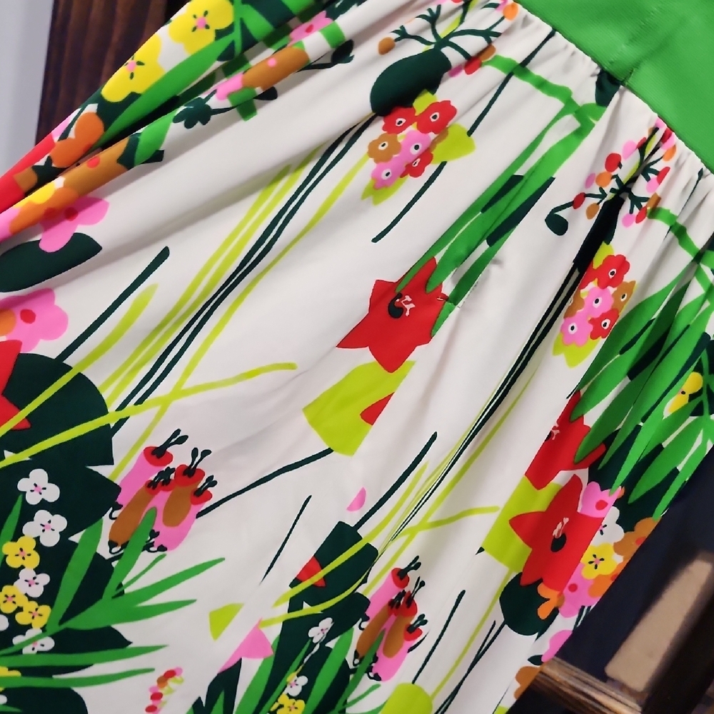 Vintage Green and Floral Maxi Dress - Picture 5 of 12